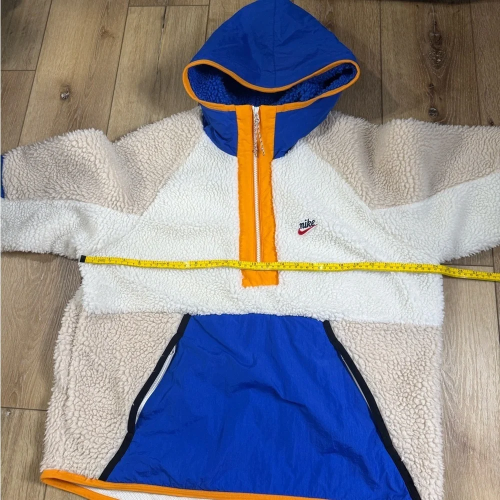 Nike Heritage Sherpa Quarter Zip Jacket Blue, Yellow, White Large